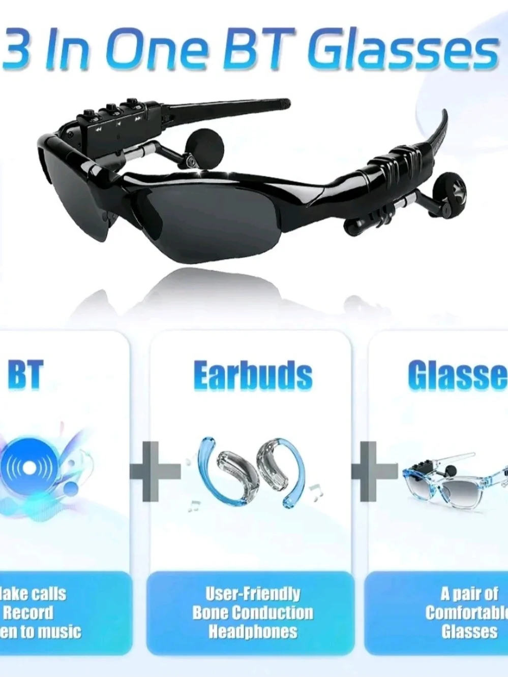 Bluetooth Smart Sunglasses ,  Headphones Hands-Free Calling Stereo 5.0. Uni-Sex.